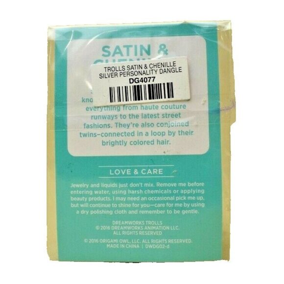 DreamWorks Trolls Satin and Chenille Silver Personality Dangle Charm - Picture 2 of 2